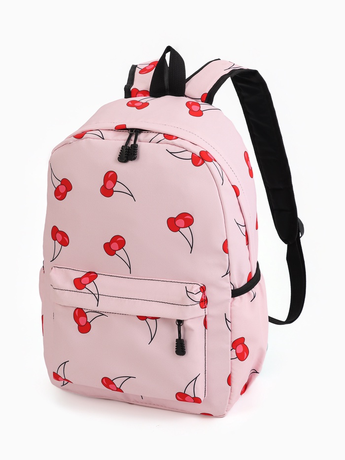Рюкзак школьный на молнии, с карманами, с рисунком, размер 30×13×43 см, розовый - Фото 1