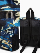 Рюкзак школьный на молнии, с карманами, с принтом, размер 29×12×42 см, синий/белый - Фото 4