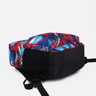 Рюкзак школьный из текстиля на молнии, наружный карман, цвет синий/красный - фото 7301713