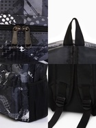 Рюкзак школьный на молнии, с карманом, с абстрактным принтом, однотонный, размер 29×12×42 см, чёрный/серый - Фото 2