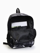 Рюкзак школьный на молнии, с карманом, с абстрактным принтом, однотонный, размер 29×12×42 см, чёрный/серый - Фото 7