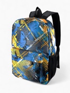 Рюкзак школьный на молнии, с карманом, с абстрактным принтом, однотонный, размер 29×12×42 см, голубой/жёлтый - Фото 4