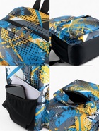 Рюкзак школьный на молнии, с карманом, с абстрактным принтом, однотонный, размер 29×12×42 см, голубой/жёлтый - Фото 5