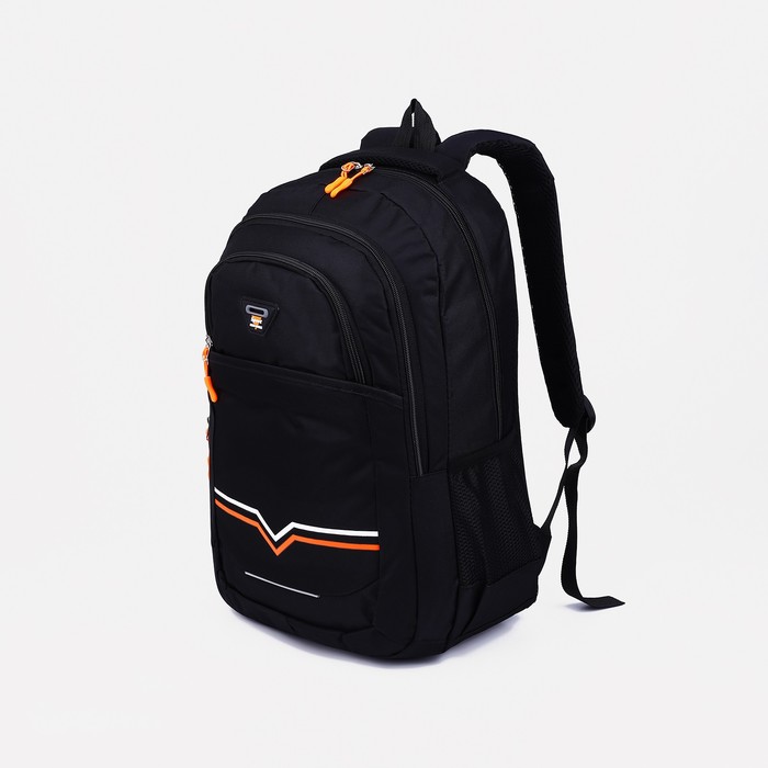 Рюкзак на молнии, 2 наружных кармана, цвет чёрный - Фото 1