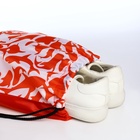 Мешок для обуви на шнурке, с принтом, размер 32×0.5×40 см, белый/красный - Фото 5