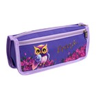 Пенал школьный, текстиль, 2 отделения, 8×21×4 см «Совушка» - Фото 2