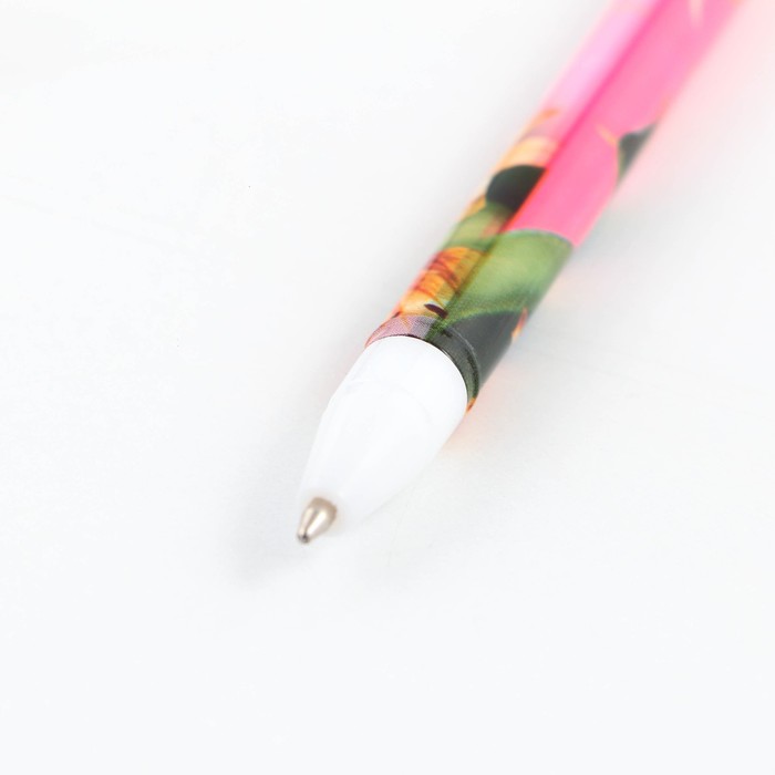 Ручка шариковая синяя паста 0.5 мм с колпачком «Цвети от счастья» пластик - фото 1907704456