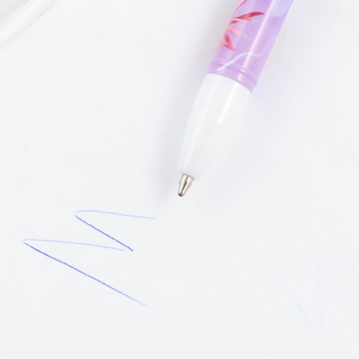 Ручка шариковая синяя паста 0.5 мм с колпачком «Вдохновляй красотой» пластик - фото 1926678179