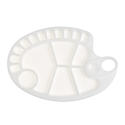 Палитра пластиковая овальная Calligrata, 30×20.5 см, с ячейками, с отверстием под палец