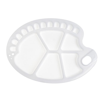 Палитра пластиковая, овальная с ячейками, 34×24.5 см, с отверстием под палец