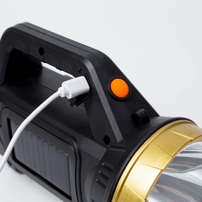 Фонарь прожекторный аккумуляторный, 3 Вт, 1500 мАч, LED, COB, IP6, солнечная батарея
