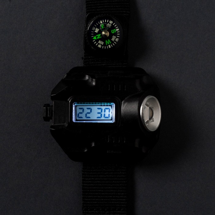 Фонарь-часы аккумуляторный, 3 Вт, 500 мАч, 200 лм, XPE, 6 x 5.2 см, ремешок l-20.5 см - фото 1906257198