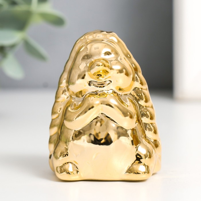 Сувенир керамика "Ёжик" золото 5х4,5х6,7 см - Фото 1