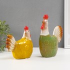 Сувенир керамика "Петух и курочка" набор 2 шт 14,5х15х6 15х7х20 см - фото 22744626