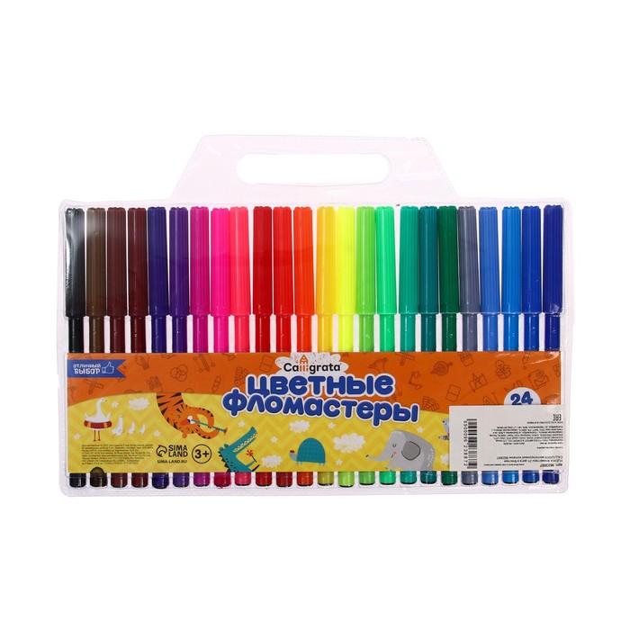 УЦЕНКА Фломастеры 24 цвета, вентилируемый колпачок, блистер - Фото 1