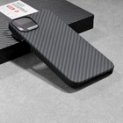 Чехол MYBIT для iPhone 13, кевларовый, противоударный, поддержка MagSafe, черный - Фото 4