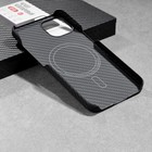 Чехол MYBIT для iPhone 13, кевларовый, противоударный, поддержка MagSafe, черный - Фото 4