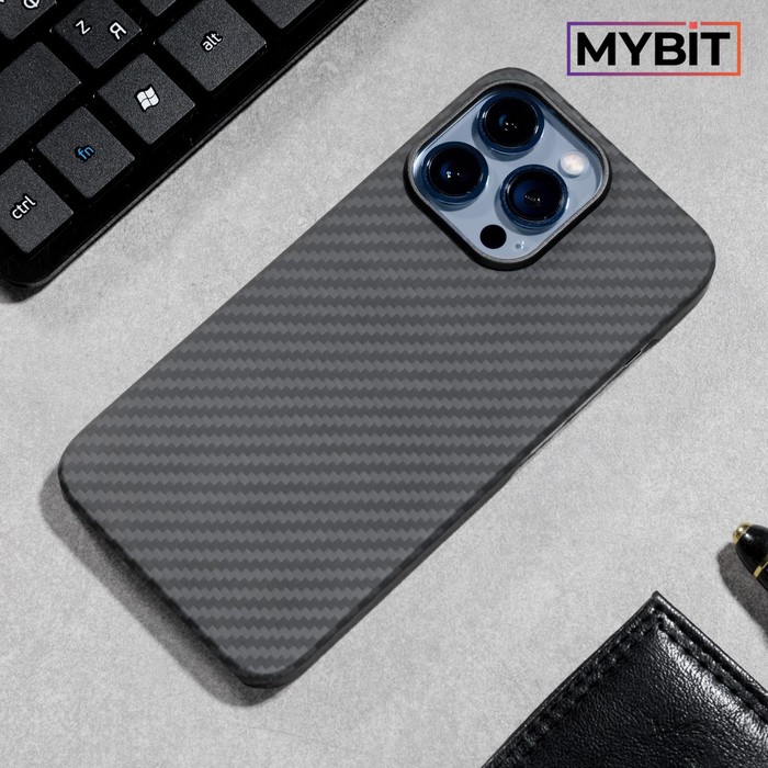 Чехол Кевларовый MYBIT, для iPhone 13 Pro, противоударный, поддержка MagSafe, черный