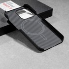Чехол MYBIT для iPhone 13 Pro, кевларовый, противоударный, поддержка MagSafe, черный - фото 7122543