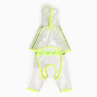 Дождевик - комбинезон для собак, размер L, ДС 35, ОГ 47 см, вес 8-11 кг, прозрачный, жёлтый