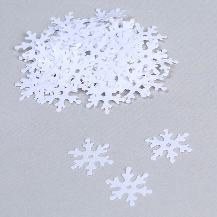 Пайетки «Снежинка» 20 гр, цвет белый, 23 мм