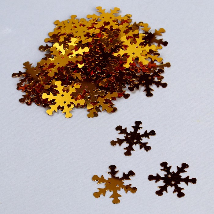 Пайетки «Снег» 20 г, цвет золото, 25 мм