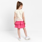 Комплект (футболка/юбка) для девочки, цвет светло-бежевый/розовый, рост 122 см - Фото 4
