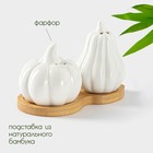 Набор для специй BellaTenero «Витамины», солонка 60 мл, перечница, 60 мл, на бамбуковой подставке, фарфор, белый - Фото 2