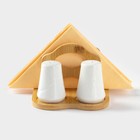 Набор для специй BellaTenero, солонка 60 мл, перечница 60 мл, салфетница, на бамбуковой подставке, фарфор, белый - Фото 4