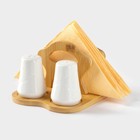 Набор для специй BellaTenero, солонка 60 мл, перечница 60 мл, салфетница, на бамбуковой подставке, фарфор, белый - Фото 5