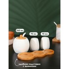 Набор фарфоровый для специй на бамбуковой подставке BellaTenero, 3 предмета: солонка 70 мл, перечница 70 мл, сахарница с ложкой 260 мл, белый - Фото 2