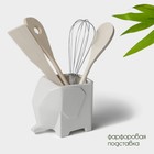 Кухонные принадлежности BellaTenero «Слонёнок», 5 предметов, на подставке, фарфор, белые - Фото 2