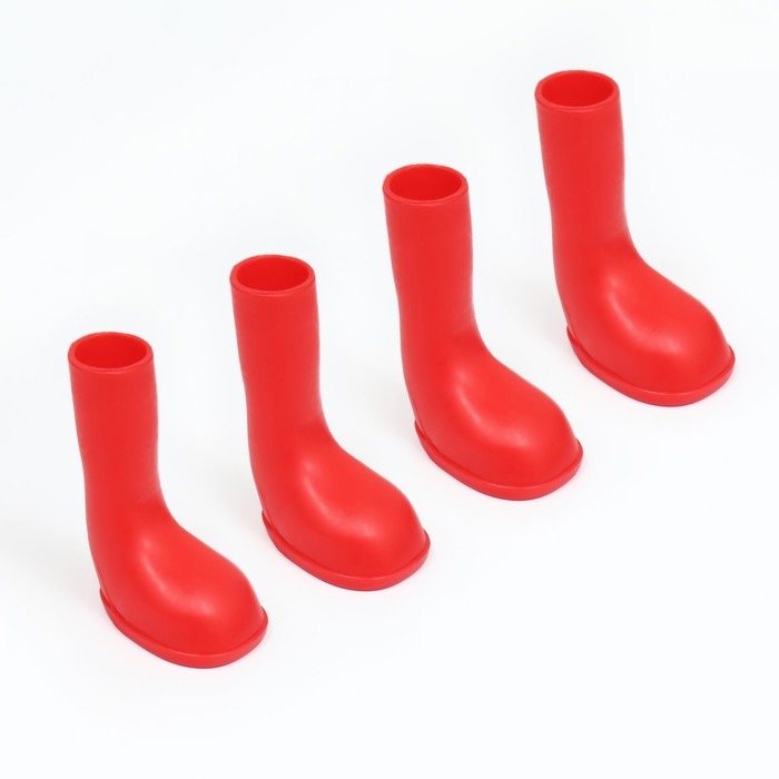 Сапоги резиновые для собак, высокие, размер L (6 х 4, 4 х 9 см), красные - Фото 1