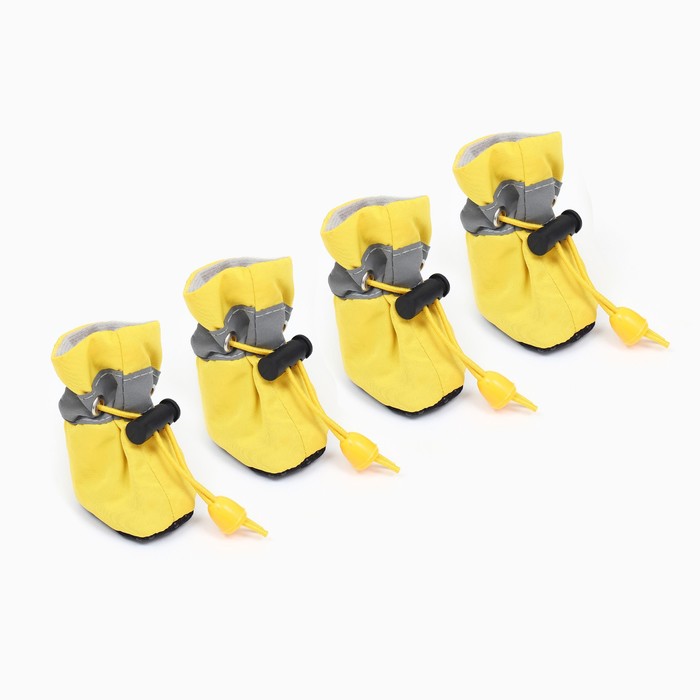 Ботинки для собак "Уют" с утяжкой, набор 4 шт, размер 3 (4, 5 х 3, 5 см), жёлтые - Фото 1