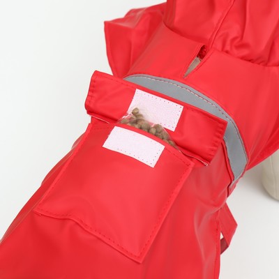 Дождевик для собак, размер S, ДС 20-25, ОГ 25-30, ОШ 17-21 см, красный