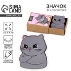 Значок деревянный «Котик», 3.2×4 см - Фото 1