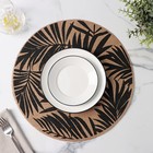 Салфетки сервировочные на стол Доляна «Листья», 4 шт., d=38 см, бежевые с чёрным рисунком - Фото 2