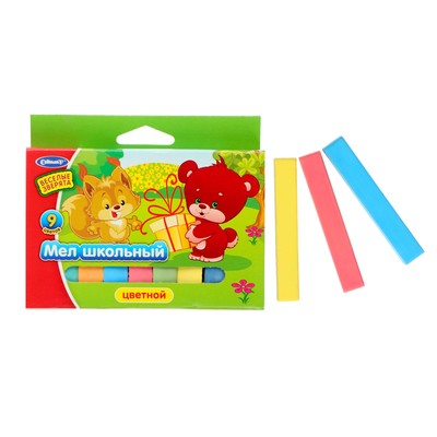 Мелки цветные «Квартет», в наборе 9 штук, квадратные