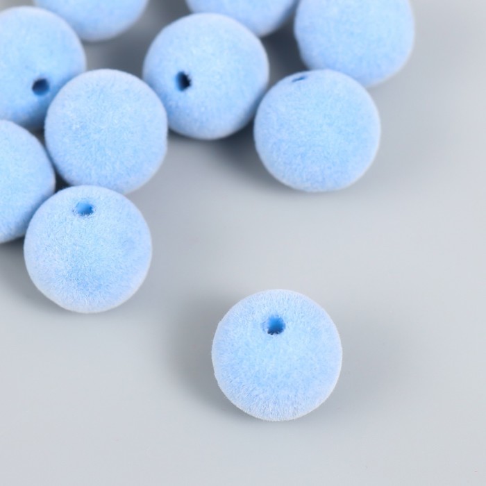 Бусины для творчества бархатное напыление "Голубое небо" набор 10 шт d=1,4 см - Фото 1