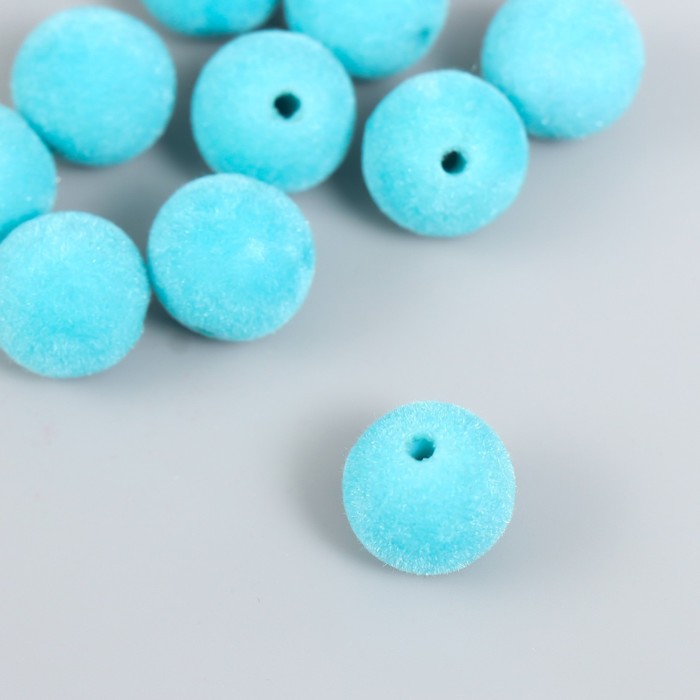 Бусины для творчества бархатное напыление «Голубая вода», набор 10 шт., d=1.4 см - Фото 1