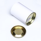 Тубус белый 73×110 мм (90 мм внутренняя высота), картон, металлическая крышка - Фото 3