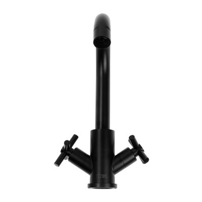 Смеситель для раковины ZEIN Z15F, короткий излив, кран-букса 1/2", нержавеющая сталь, черный