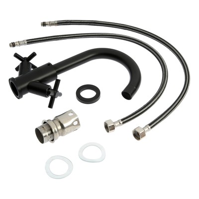 Смеситель для раковины ZEIN Z15F, короткий излив, кран-букса 1/2", нержавеющая сталь, черный