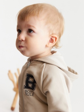 Костюм: толстовка и брюки Крошка Я Street style, рост 86-92 см, бежевый