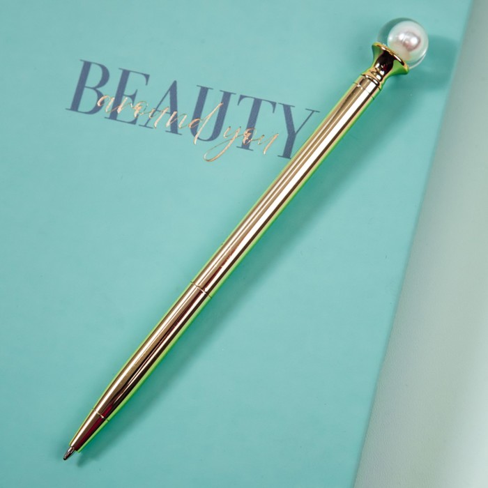 Ручка шариковая поворотная MESHU White pearl, синий стержень, металлический корпус - Фото 1