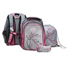 Рюкзак каркасный 39 х 29 х 17 см, Across 410, наполнение: мешок, пенал, серый/розовый ACR22-410-11 - фото 299833289