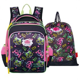 Рюкзак каркасный 39 х 29 х 17 см, Across 640, наполнение: мешок, чёрный/розовый ACR22-640-10