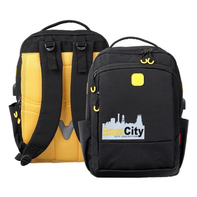 Рюкзак молодёжный 45 х 31 х 12 см, эргономичная спинка, Across М-4, чёрный/жёлтый M-4-1
