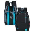 Рюкзак молодёжный 46 х 31 х 15 см, эргономичная спинка, Across М-3, чёрный/голубой M-3-2 - фото 9598778