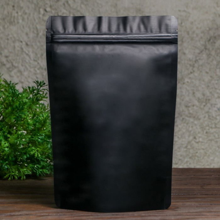 Пакет дой-пак, матовый, чёрный, 16×24×4 см - Фото 1